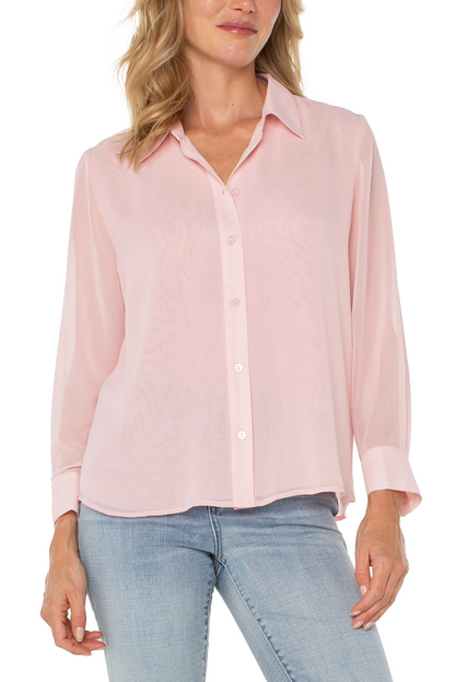 Long Sleeve Woven shirt with pleat back detail