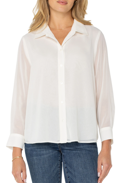 Long Sleeve Woven shirt with pleat back detail