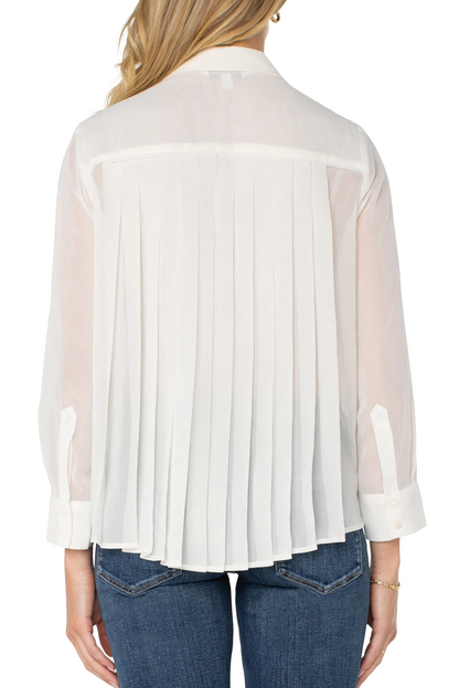Long Sleeve Woven shirt with pleat back detail