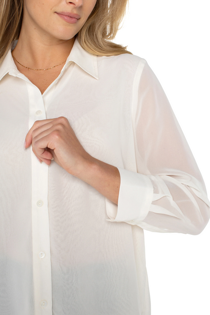 Long Sleeve Woven shirt with pleat back detail