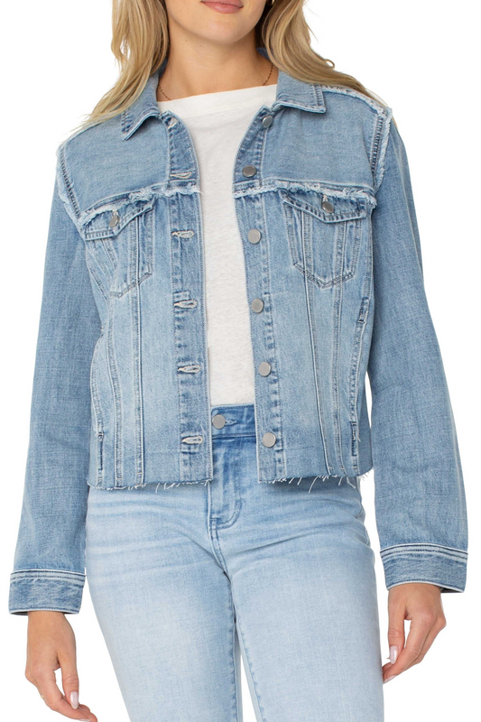 multi fray trucker jacket