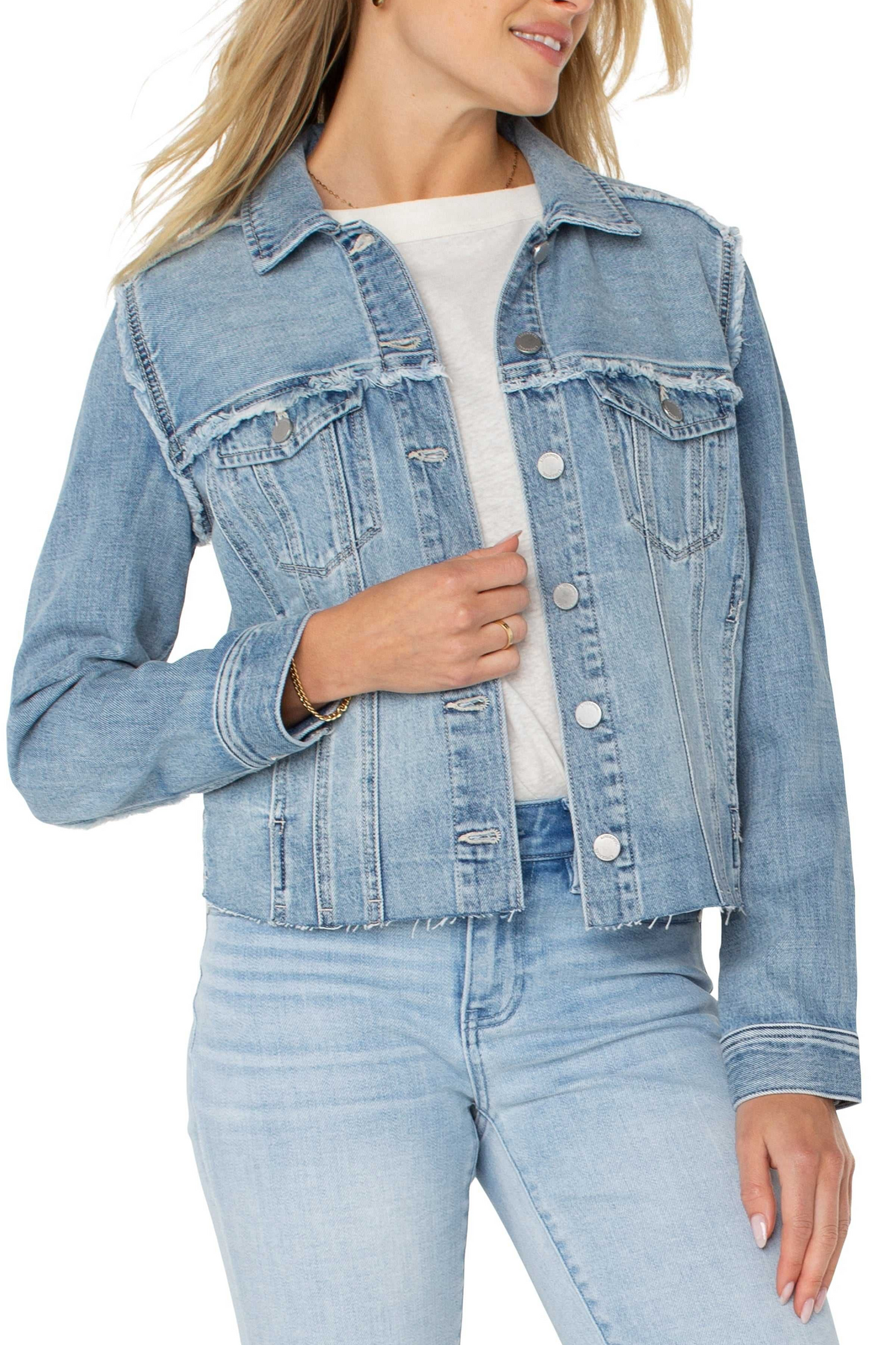 multi fray trucker jacket