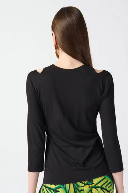Black Bamboo Jersey Cutout Top