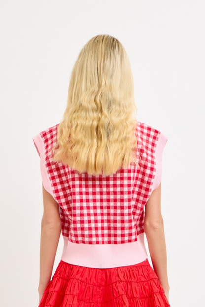 S/L Plaid Knit Top