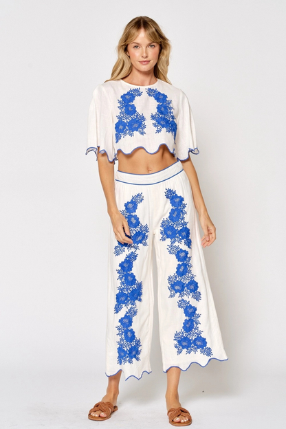 Embroidered Woven Pants