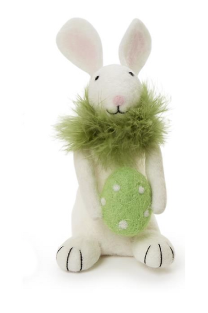 BUNNY W/EGG & FEATHER BOA