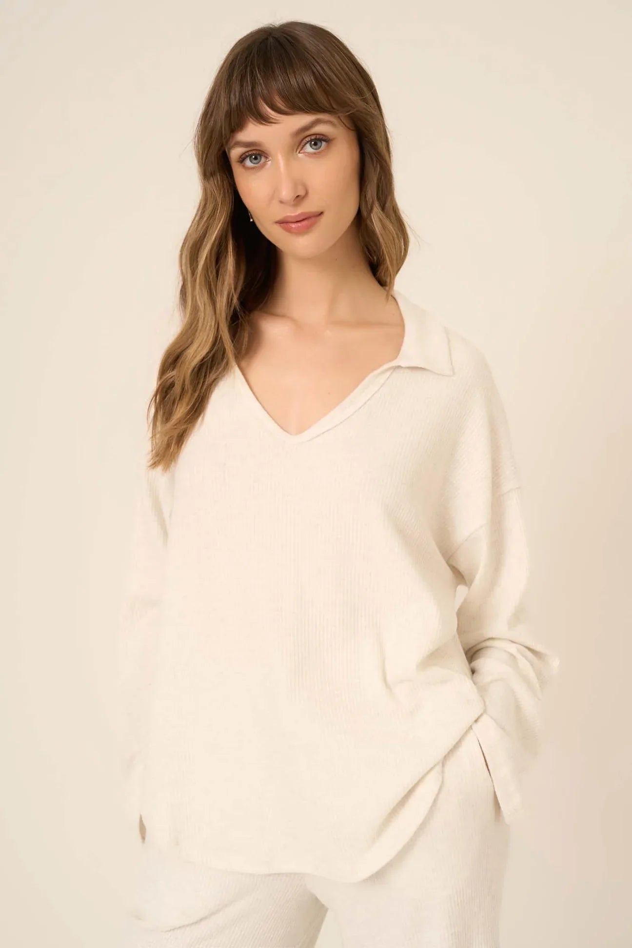 Zoey Brushed Ribbed Collard Top