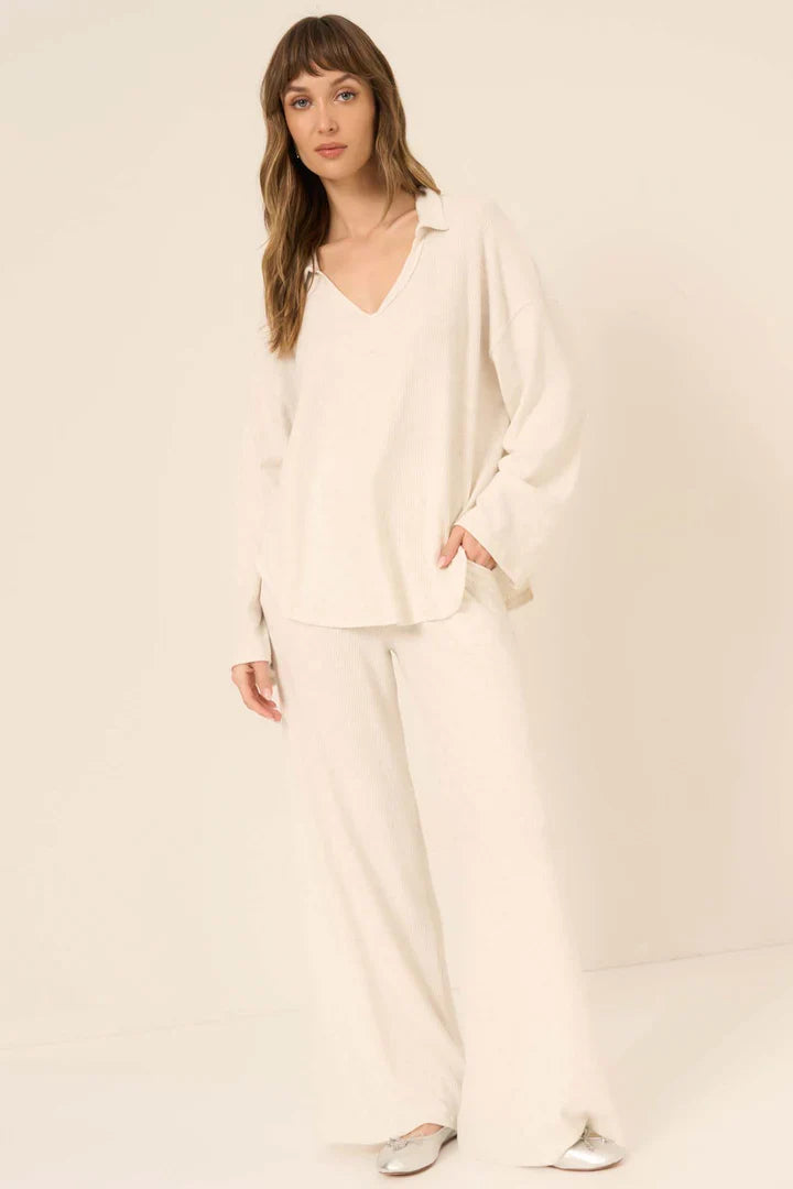 Zoey Brushed Ribbed Collard Top