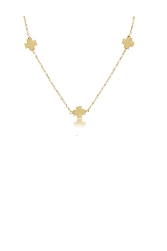 15" Choker Simplicity Chain Signature Cross Gold