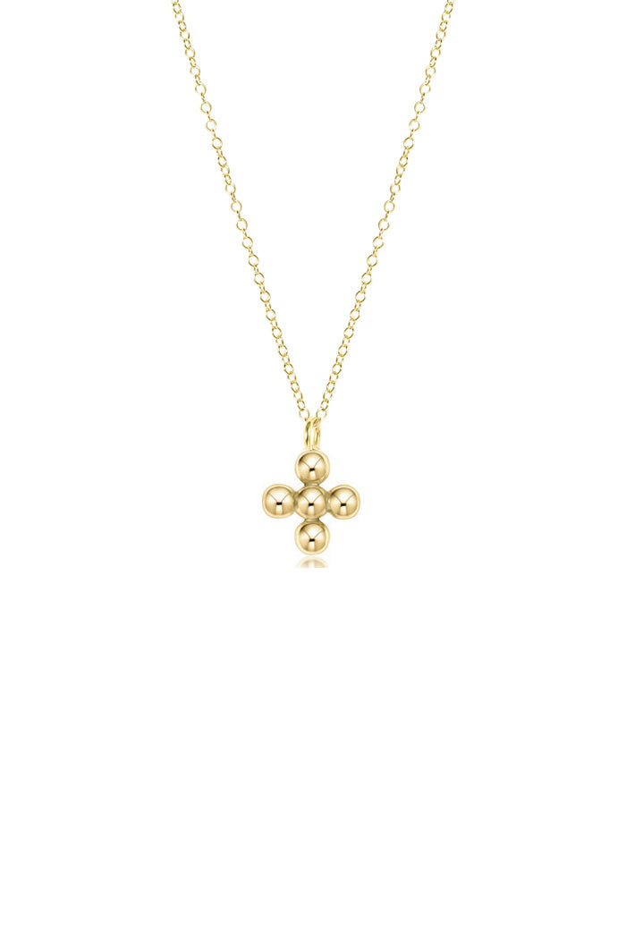 16" Classic Beaded 4MM Signature Cross Charm Gold