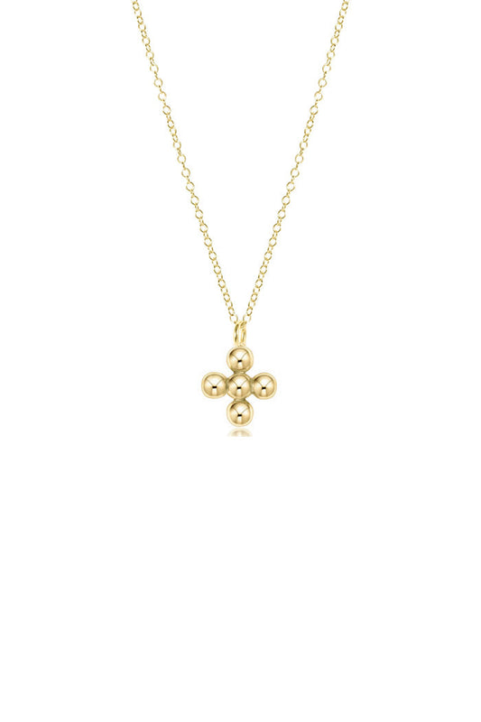 16" Classic Beaded 4MM Signature Cross Charm Gold