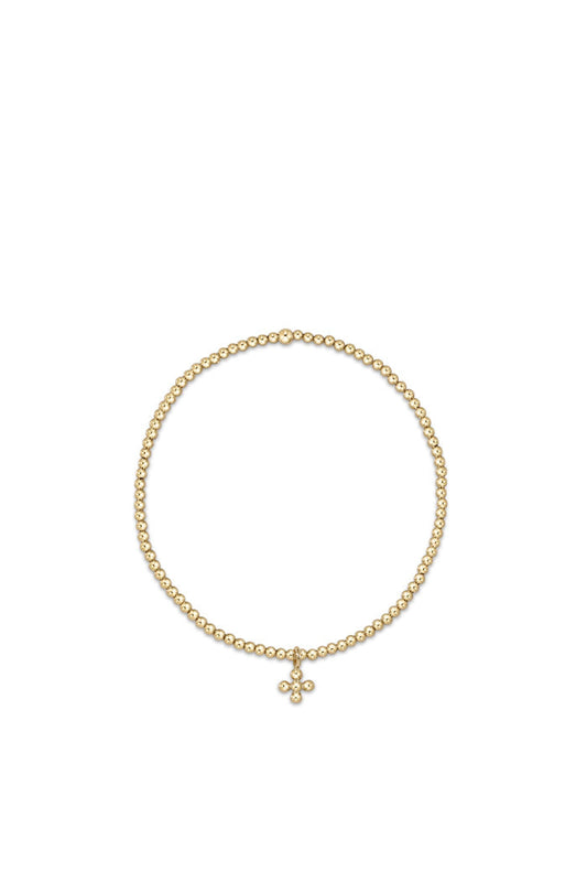 Classic Gold 2MM Beaded Signature Cross Small Gold Charm
