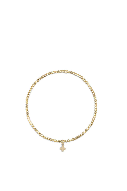 Classic Gold 2MM Signature Cross Small Charm Bracelet