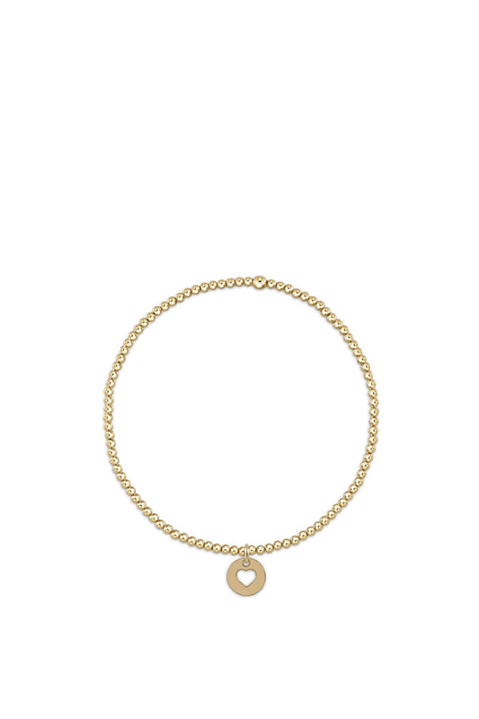 Classic Gold 2MM Love Small Disc Charm Bracelet