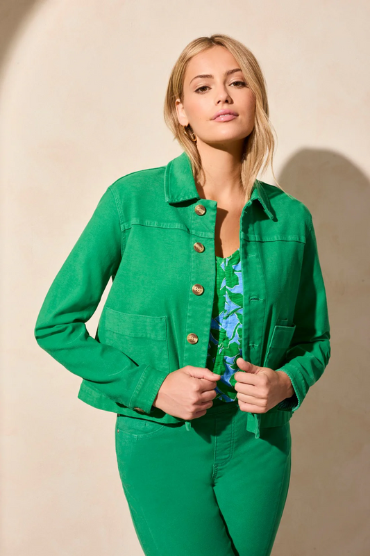 Long Sleeve Button-Front Cotton Jacket