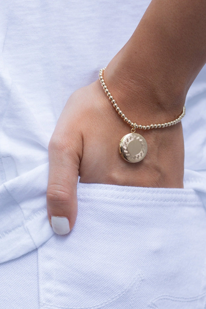 Classic Gold 3MM Cherish Small Gold Locket Bracelet