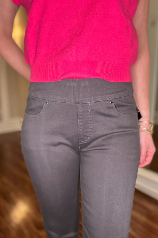 MULTIPLES GREY ANKLE JEAN WITH SCALLOP HEM