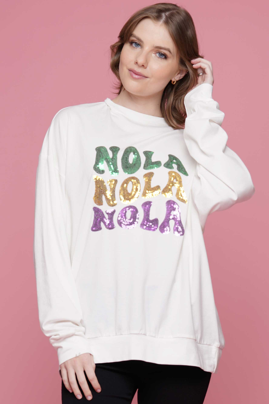 L/S Sequin "NOLA" Top