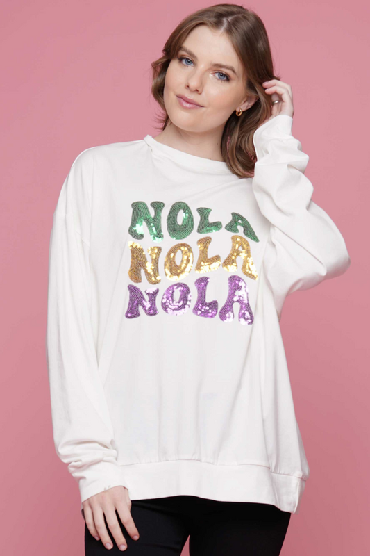 L/S Sequin "NOLA" Top