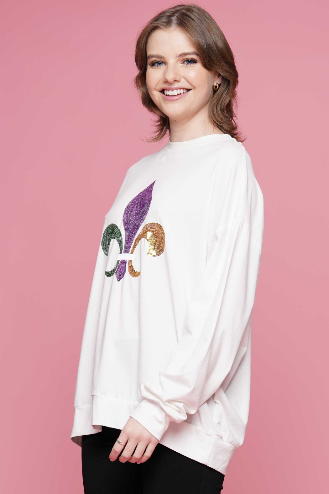 L/S Sequin Fleur de Lis Top