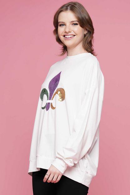 L/S Sequin Fleur de Lis Top