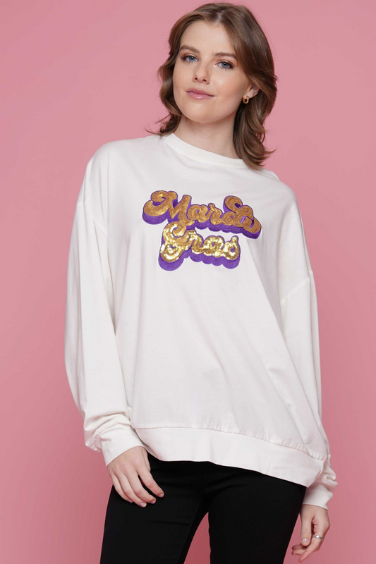 L/S Sequin "MG" Top