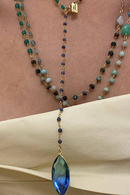 Watercolor Y Necklace-Blue Hawaiian