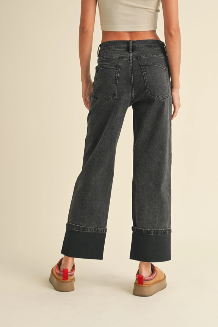 Cuffed Bottom Denim Pants