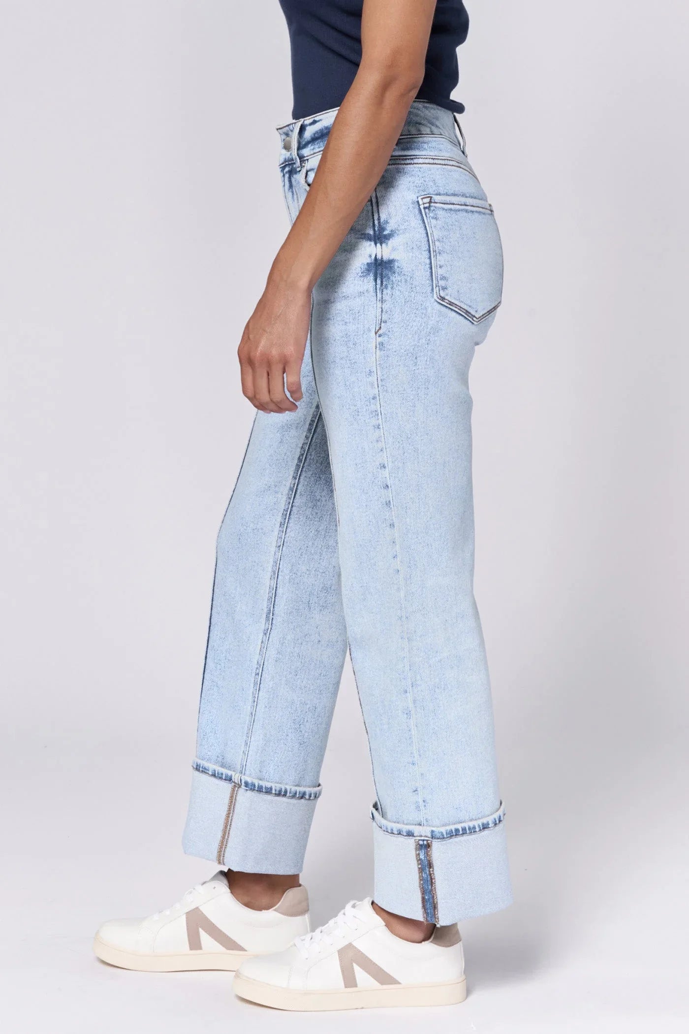 Holly High Rise Cuffed Hem Straight Jeans