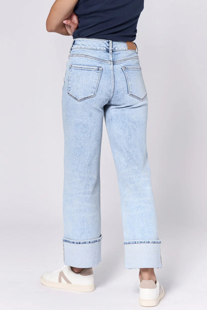 Holly High Rise Cuffed Hem Straight Jeans