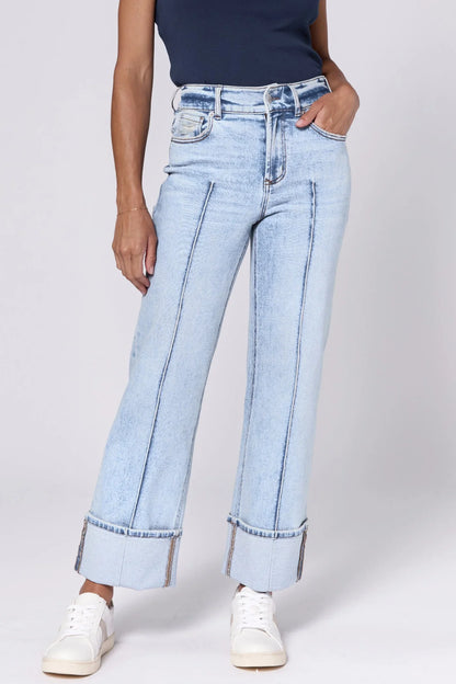 Holly High Rise Cuffed Hem Straight Jeans