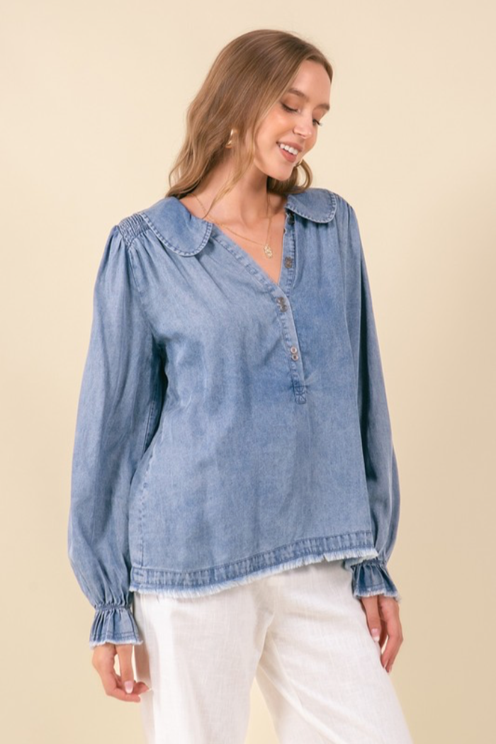 Denim Henley Top