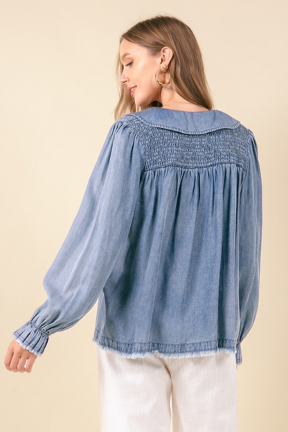 Denim Henley Top