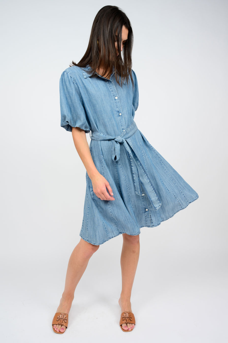 Denim Godet Dress