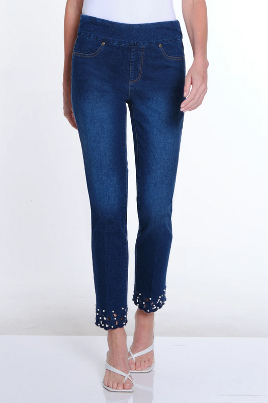 Pearl And Scalloped Hem Jean