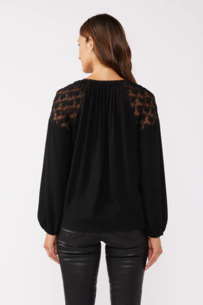 Embroidered Tie Neck Top