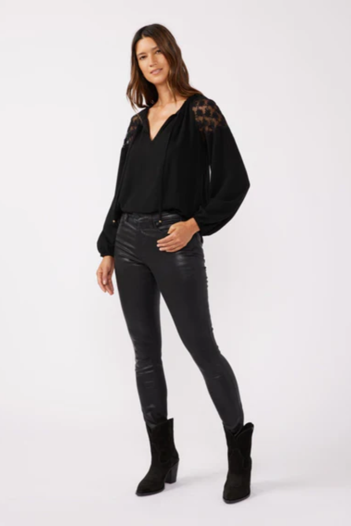 Embroidered Tie Neck Top