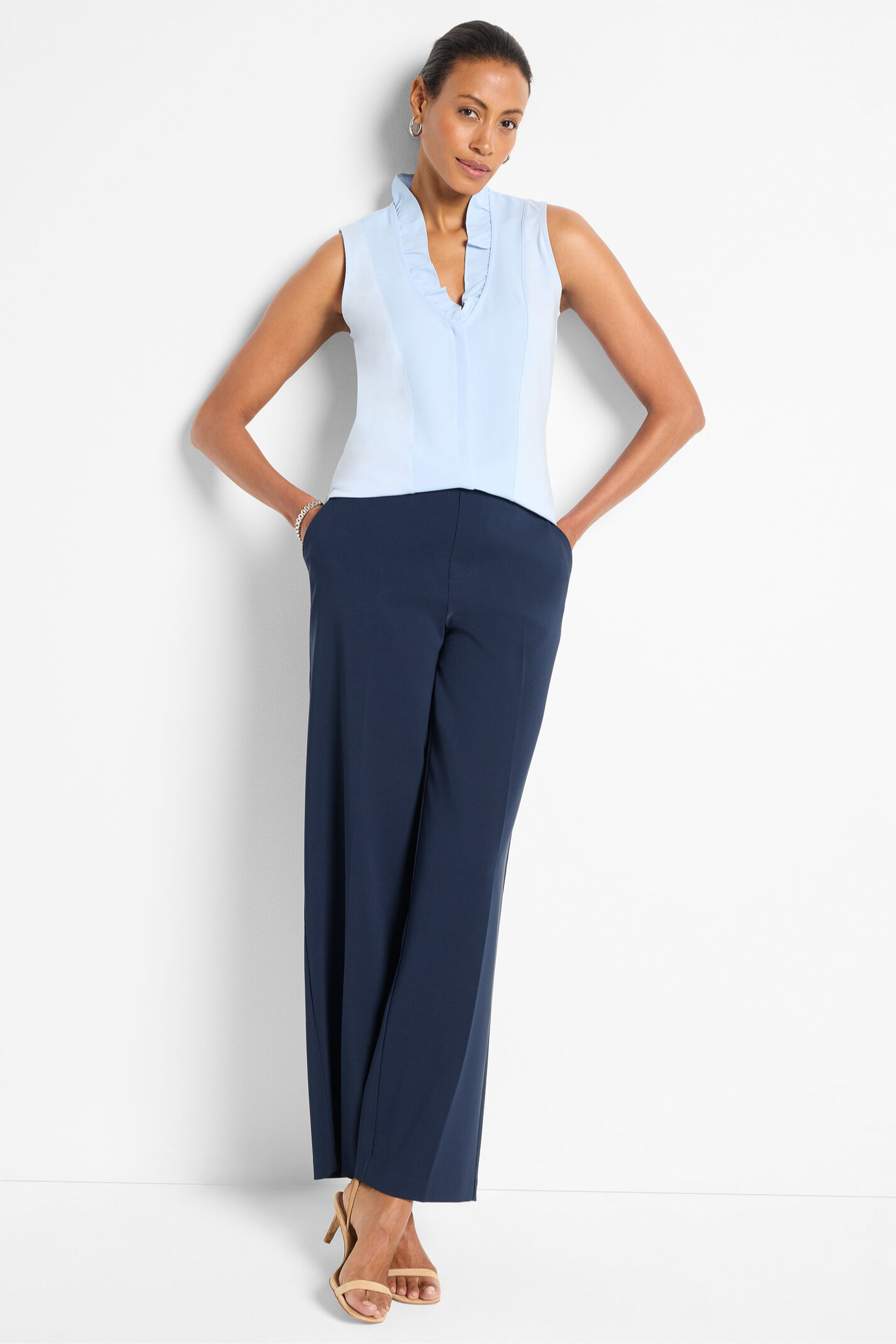 Ruffled Around Tank - Powder Blue