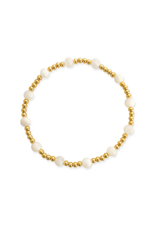 14K Mother of Pearl Stretch Bracelet