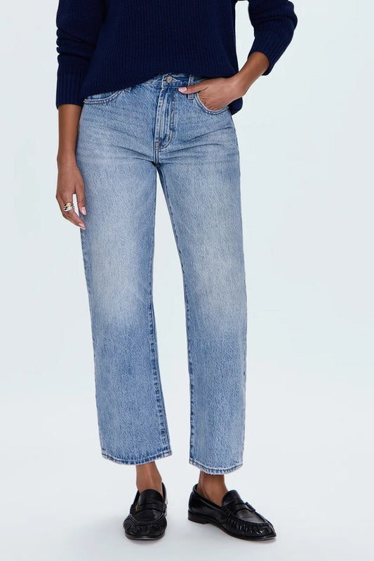 Lexi Mid Rise Bowed Straight Jean