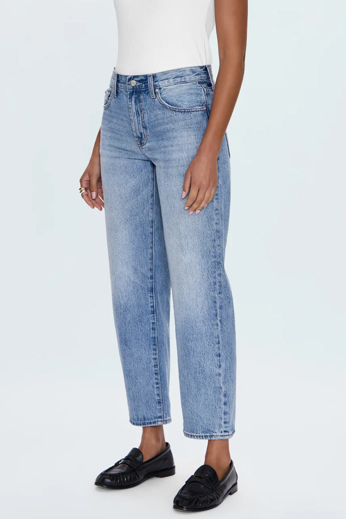 Lexi Mid Rise Bowed Straight Jean
