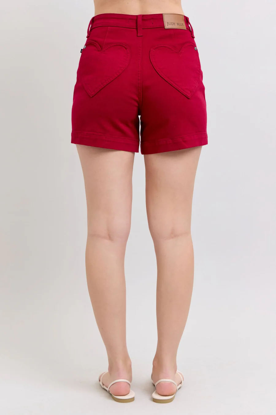 HIGH WAIST TUMMY CONTROL HEART SHAPED POCKETED SHORTS
