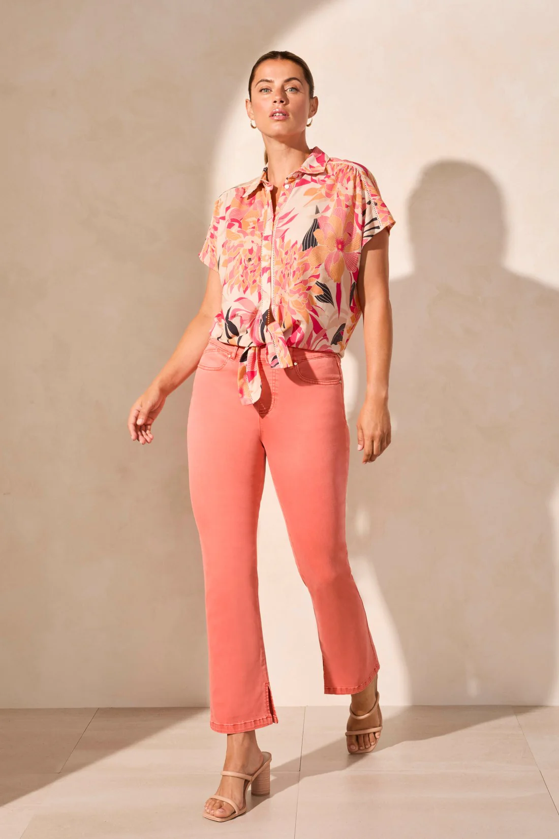 Tie-Front Short-Sleeve Shirt