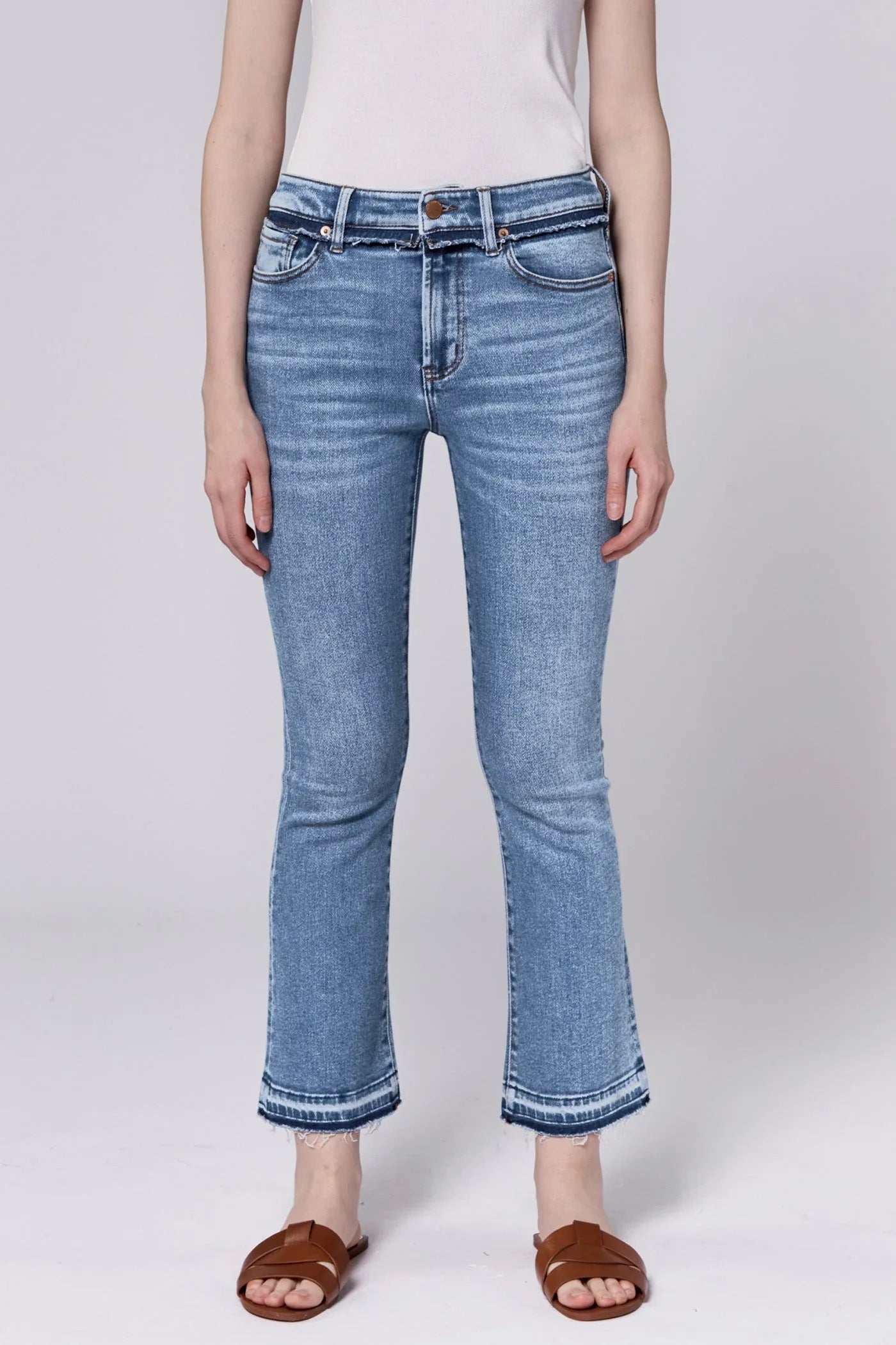 Jeanne Midrise Cropped Flare Clean Hem Jean