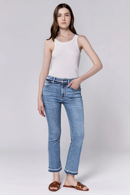 Jeanne Midrise Cropped Flare Clean Hem Jean
