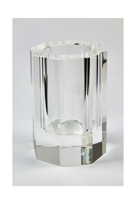 CRYSTAL OCTAGONAL VASE - LARGE