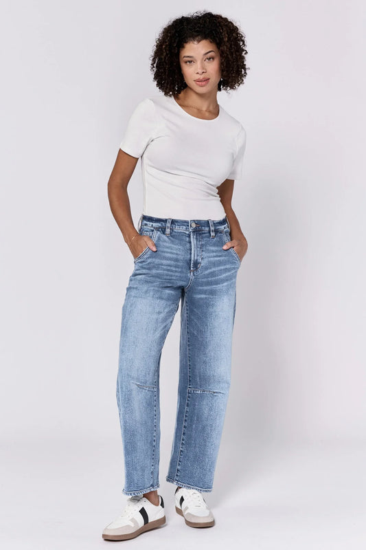 Lasso High Rise Cropped Loose Fit Barrel Jeans
