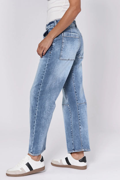 Lasso High Rise Cropped Loose Fit Barrel Jeans