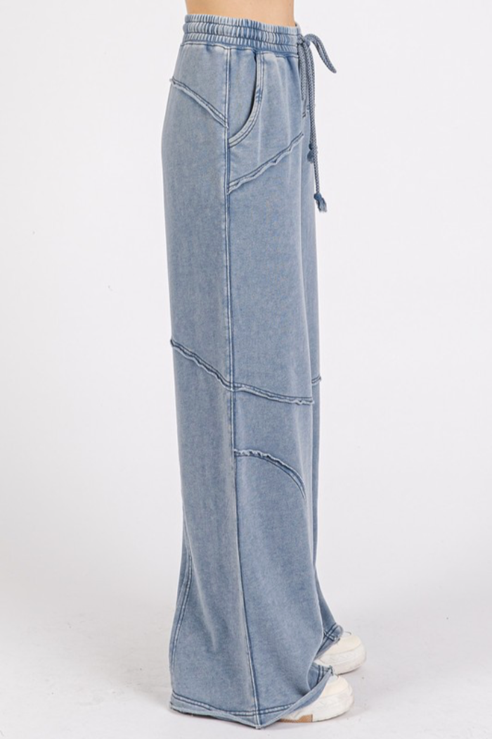 Mineral Washed Wide Leg Pants