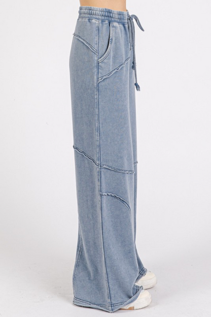 Mineral Washed Wide Leg Pants